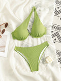 Damen Bikini-Set mit dreieckigem Oberteil und hoch geschnittenem Unterteil R&B