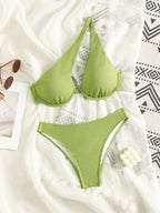 Damen Bikini-Set mit dreieckigem Oberteil und hoch geschnittenem Unterteil R&B