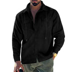 Herren nan Cordjacke mit Stehkragen, Kordelzug, durchgehender Knopfleiste und aufgesetzten Brustklappen R&B
