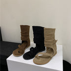 Damen modische Stiefeletten mit offener Zehenpartie und flexiblem Riemen R&B