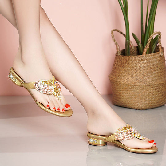 Damen Glamouröse Zehentrenner-Sandalen mit eleganten Schmuckdetails R&B