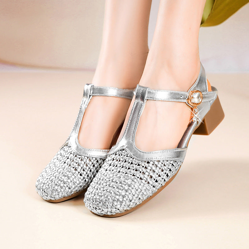 Damen Slingpumps mit eleganter Netzstruktur und modischem Riemen R&B
