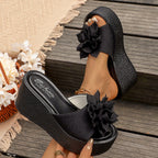 Damen Wedge-Pantoletten mit floralem Design und rutschfester Sohle
