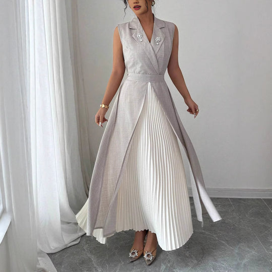 Damen Elegantes Kleid mit plissierten Details R&B