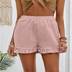 Damen Shorts mit voluminösem Rüschensaum und elastischem Bund R&B