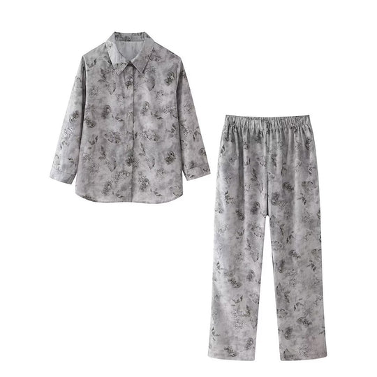 Damen Fließende Druckhose mit elastischem Bund R&B