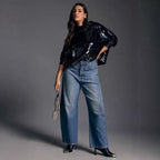 Damen Weite Cropped Jeans mit lässigem Look