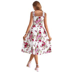 Damen Fließendes Blumenkleid mit weitem Rock und eleganter Taillierung R&B