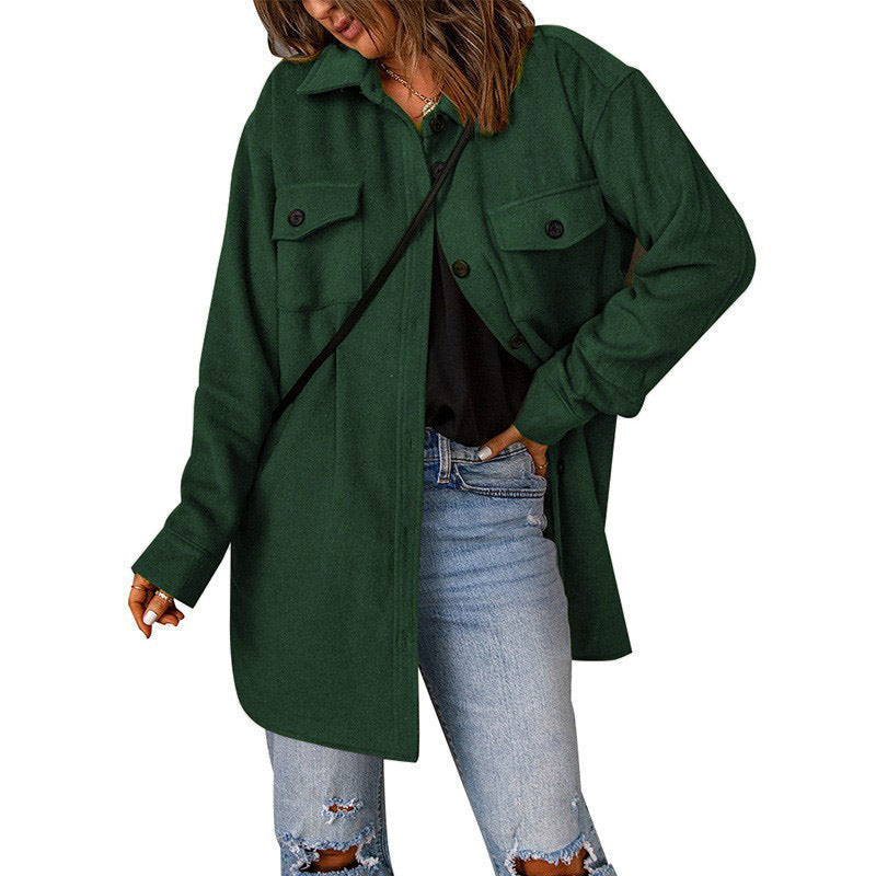 Damen Übershirt aus weichem Fleece mit Taschen und Knopfdetails R&B