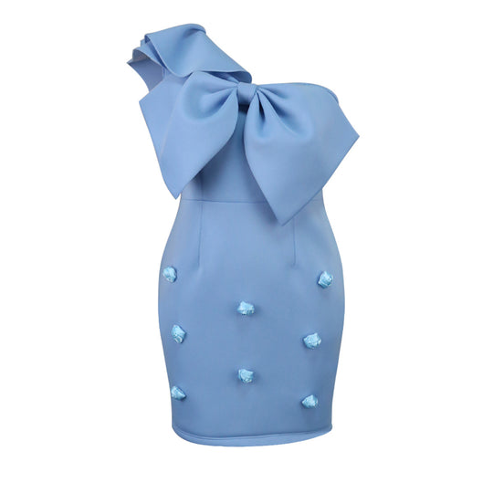 Damen figurbetontes Cocktailkleid mit voluminösem Schleifendesign R&B