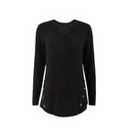 Damen Rippstrick-Pullover mit modischen Knopfdetails R&B