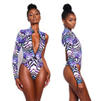 Damen Einteiler Surfanzug mit asymmetrischem Schnitt und modischem Tiermuster R&B
