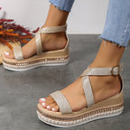 Damen Glitzernde Plateau-Sandalen R&B