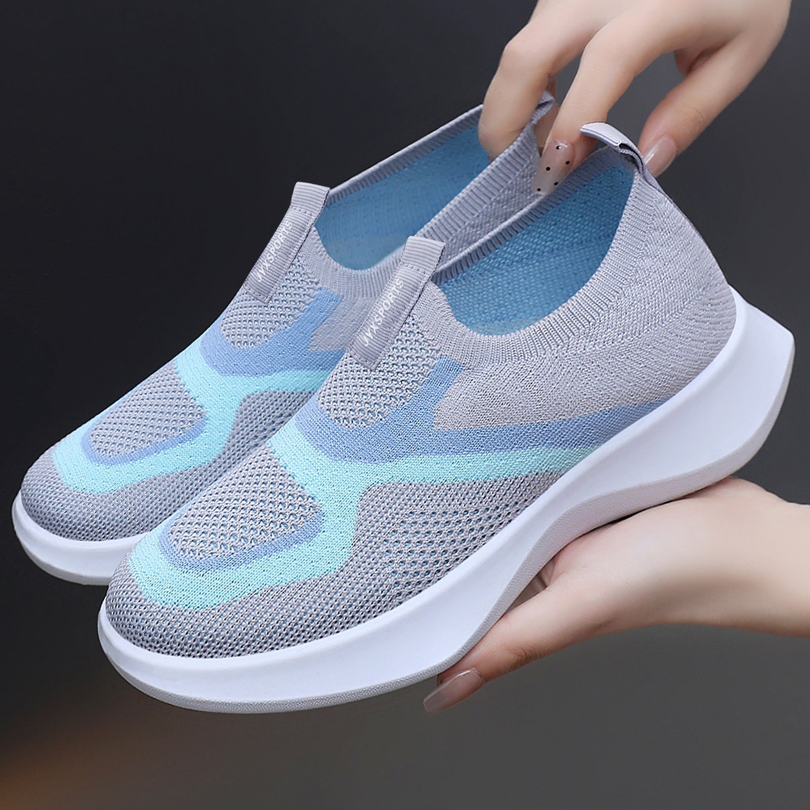 Damen Bequeme Slip-On Sneakers mit innovativem Strickdesign R&B