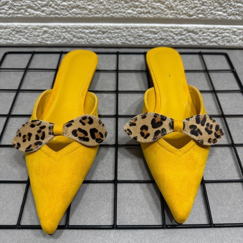 Damen elegante Slingback-Mules mit Leoparden-Schleifenverzierung