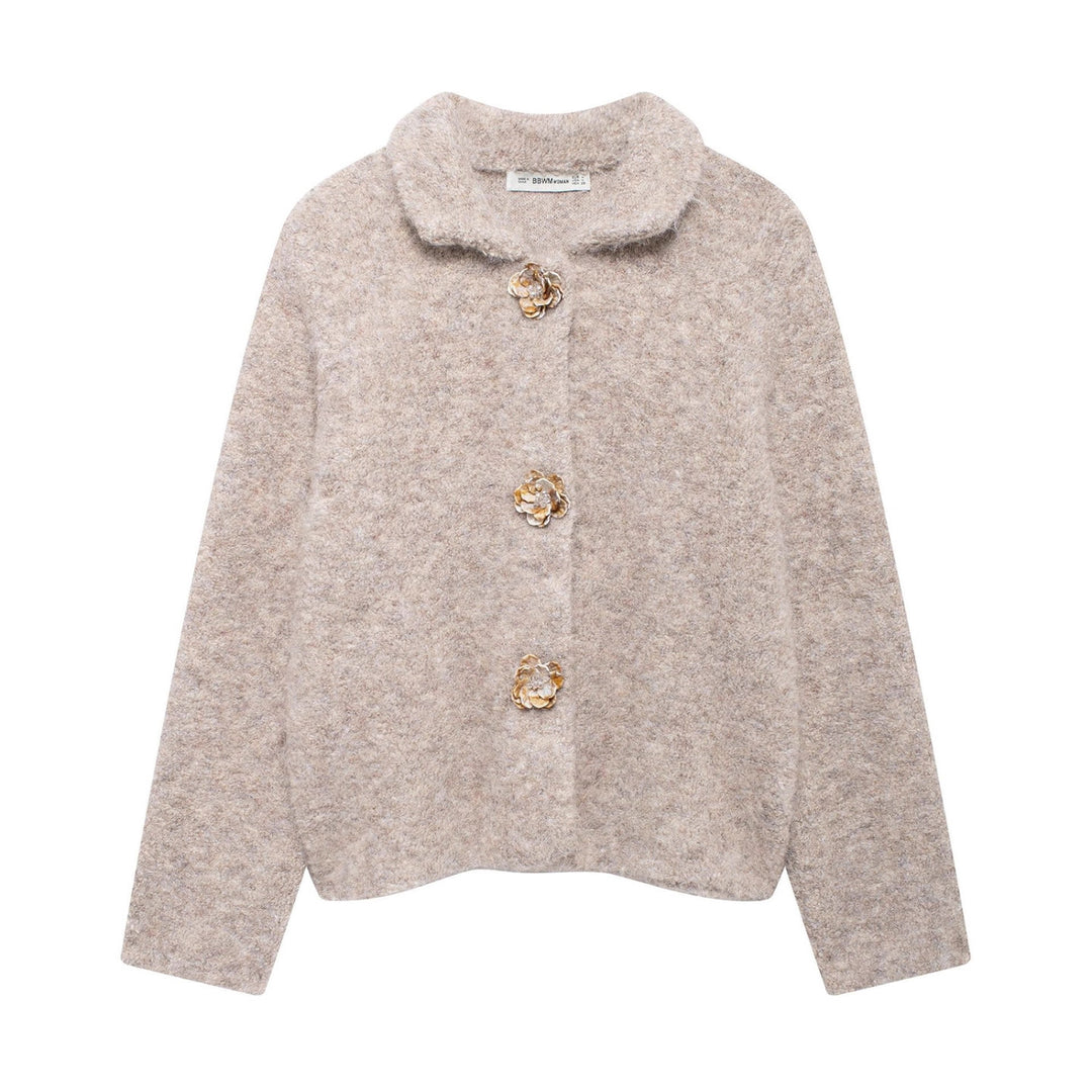 Damen elegante Strickjacke mit dekorativen Knopfdetails R&B