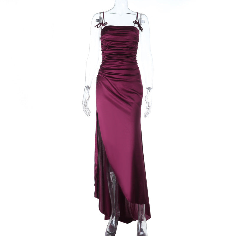 Damen Maxikleid mit raffinierten Falten und charmanten Spaghettiträgern R&B