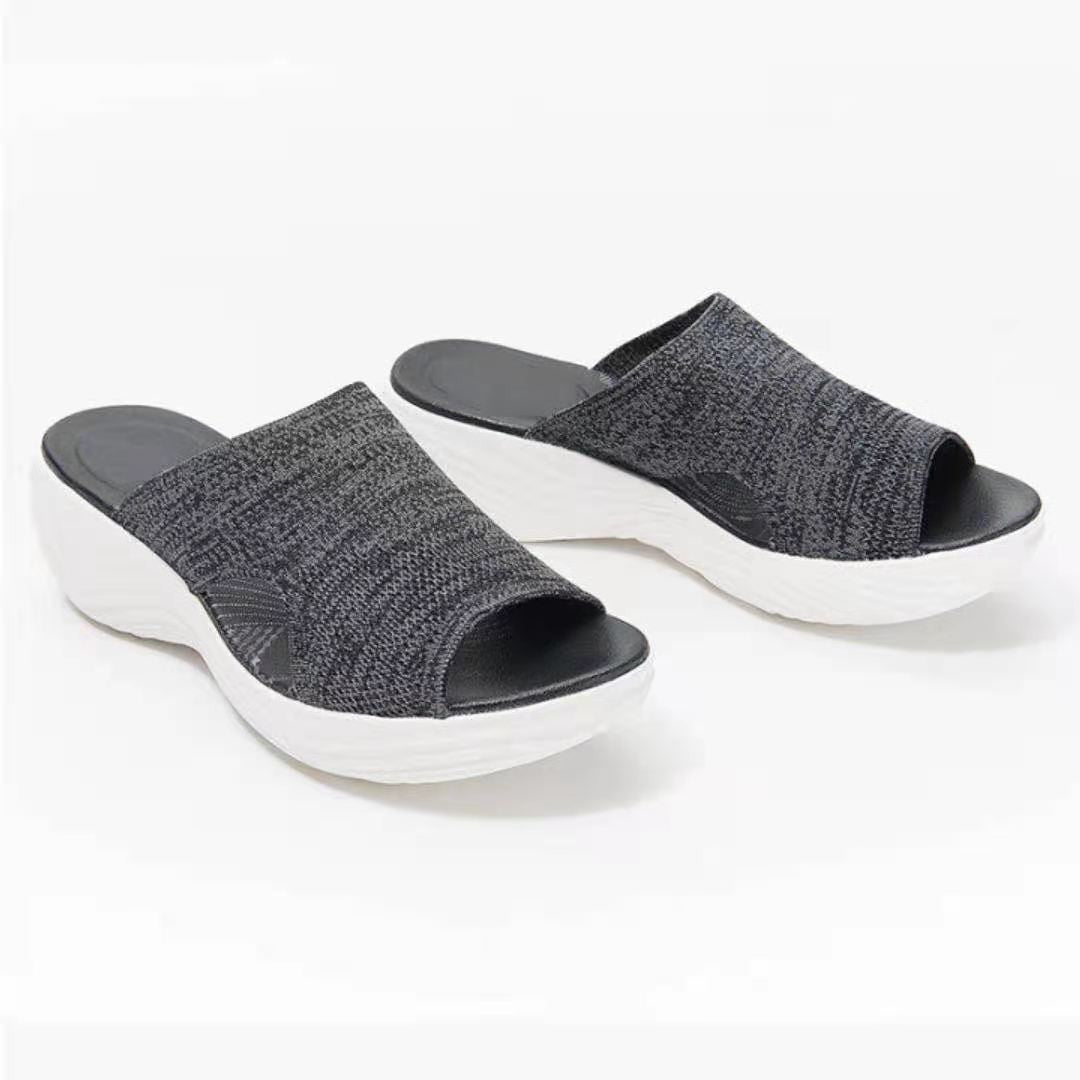 Damen Wedge-Pantoletten mit atmungsaktivem Obermaterial und gepolsterter Sohle R&B