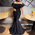 Damen Abendkleid mit voluminösem Rüschensaum R&B