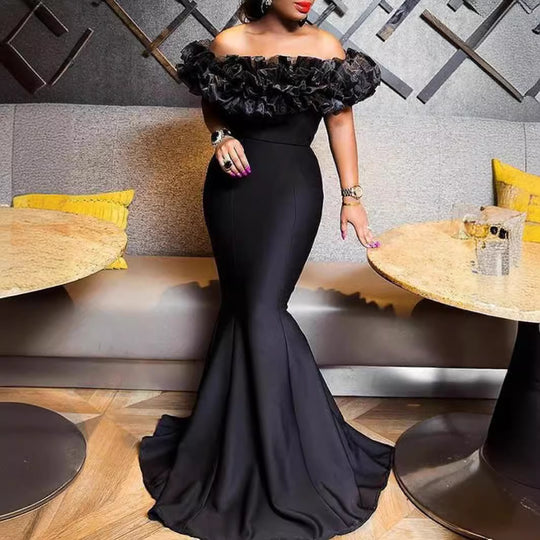 Damen Abendkleid mit voluminösem Rüschensaum R&B