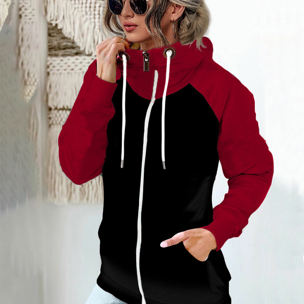 Damen nan Kapuzenjacke mit hohem Stehkragen, durchgehendem Reißverschluss und Raglanärmeln R&B