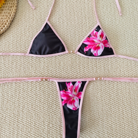 Damen Bikini-Set mit floralem Design und verstellbaren Bändern R&B