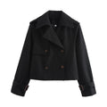 Damen modische Cropped-Trenchjacke mit doppelter Knopfleiste und verstellbaren Ärmeln