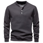 Herren Langarm-Pullover mit Knopfleiste und strukturiertem Gewe