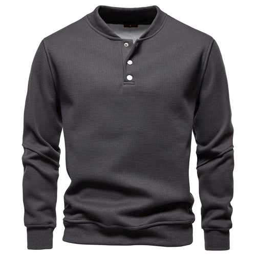 Herren Langarm-Pullover mit Knopfleiste und strukturiertem Gewebe R&B