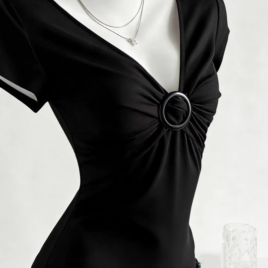 Damen Figurschmeichelndes Shirt mit dekorativem Ringdetail R&B