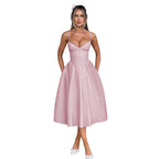 Damen Elegantes Maxikleid mit tailliertem Oberteil und schwingendem Rock EB