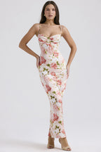 Damen Maxikleid mit floralem Spitzen-Design und schmalen Trägern R&B
