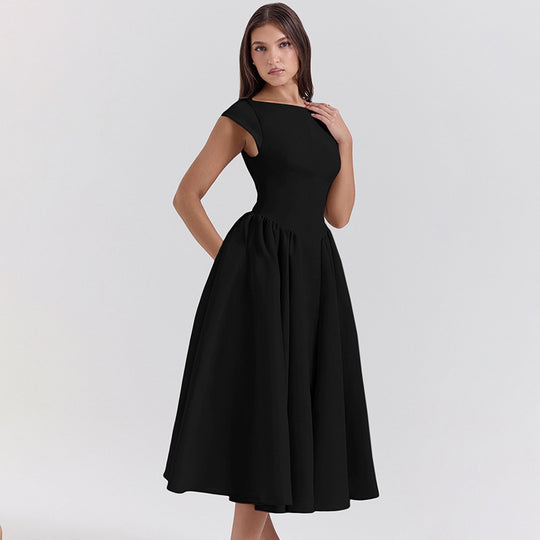 Damen Midi-Kleid mit elegantem A-Linien-Schnitt und raffinierten Falten R&B