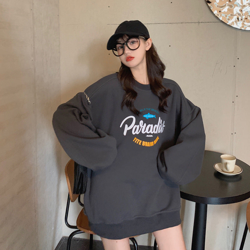 Damen lässiger Oversized-Pullover mit kreativem Grafikdesign und hochwertigen Materialien