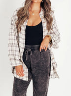 Damen karierte Oversized-Hemdjacke R&B