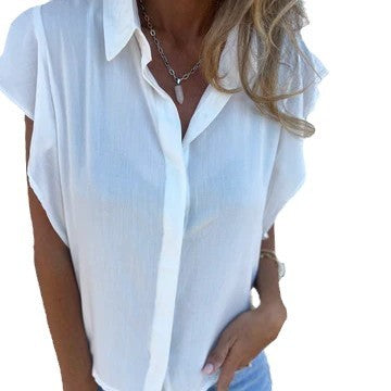 Damen elegante Kurzarmbluse mit Rüschendetails R&B