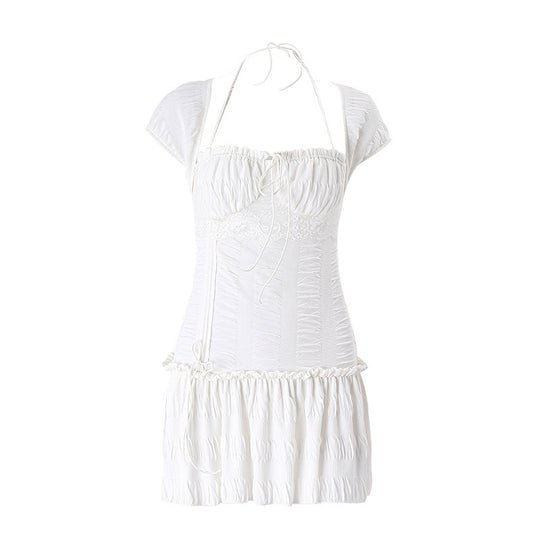 Damen Kurzarm Minikleid mit Rüschendetails und tailliertem Schnitt R&B