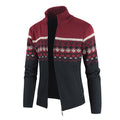 Herren Strickjacke mit Wintermuster und hohem Stehkragen R&B