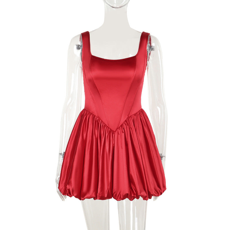 Damen schwingendes Abendkleid mit elegantem Taft-Oberteil und voluminösem Rock R&B
