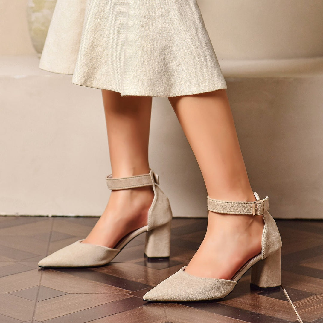 Damen elegante Slingback-Pumps mit hohem Blockabsatz R&B