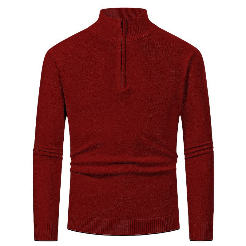 Herren Strickpullover mit hohem Kragen und halbem Reißverschluss R&B