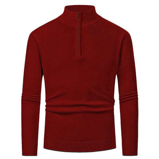 Herren Strickpullover mit hohem Kragen und halbem Reißverschluss R&B