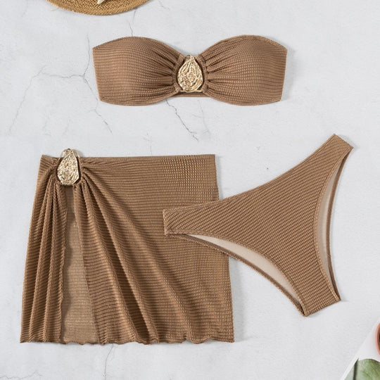 Damen Bandeau-Bikini-Set mit schickem Faltendetail R&B