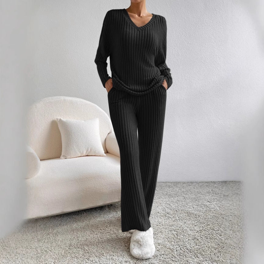 Damen Bequemer Strickanzug im modernen Rippdesign R&B