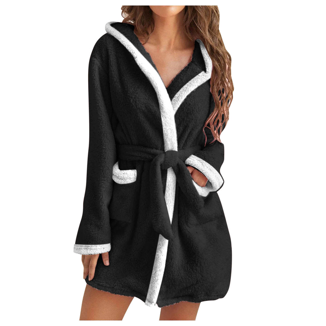 Damen Kuscheliger Bademantel mit weichem Sherpa-Futter und praktischen Taschen R&B
