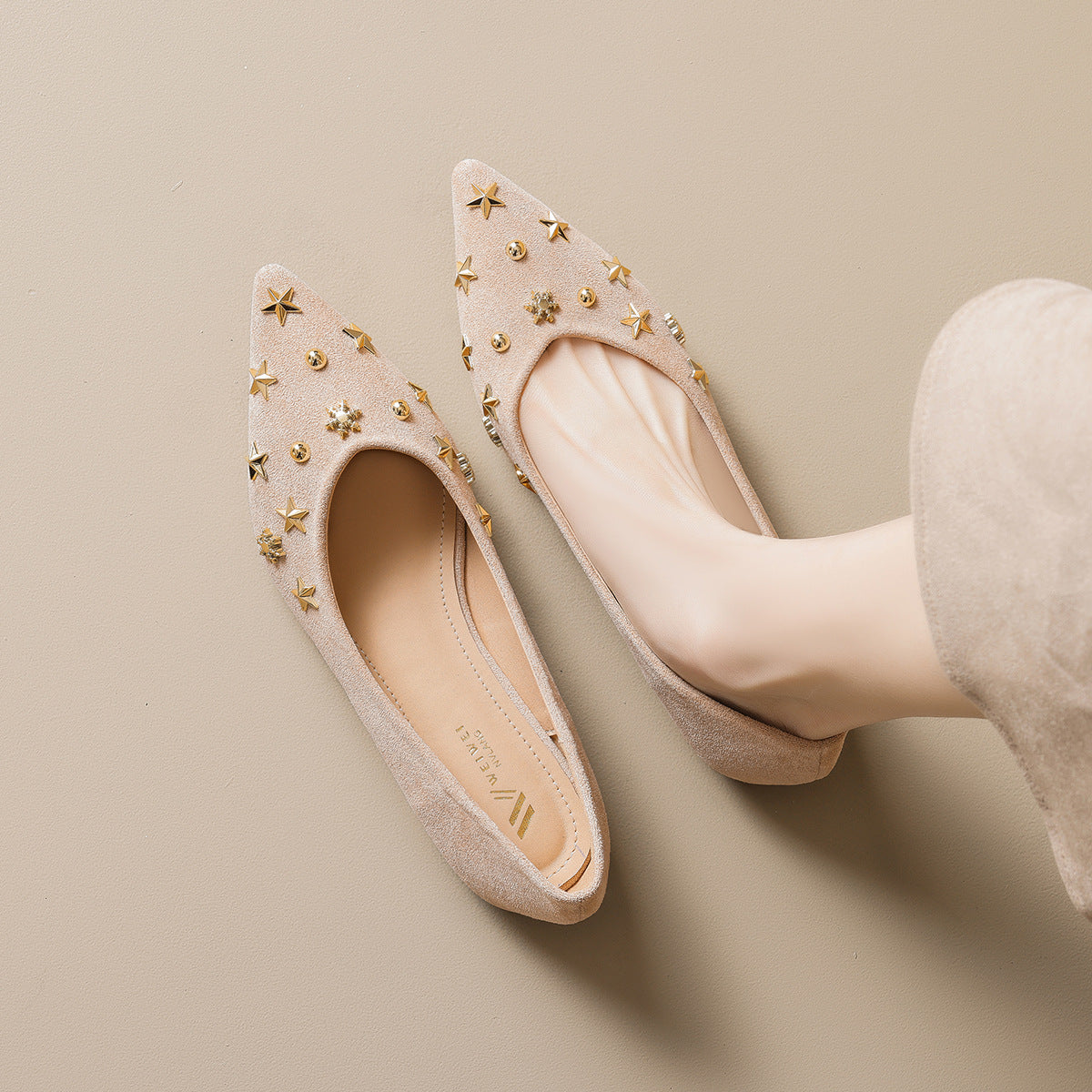 Damen Ballerinas mit funkelnden Details und schicker Sternenhimmel-Applikation