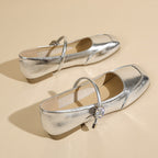 Damen Ballerinas mit dekorativem Riemen und glänzendem Finish R&B