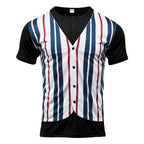 Herren Kurzarm-Henley-Shirt mit gestreiftem Design und modernem Schnitt R&B