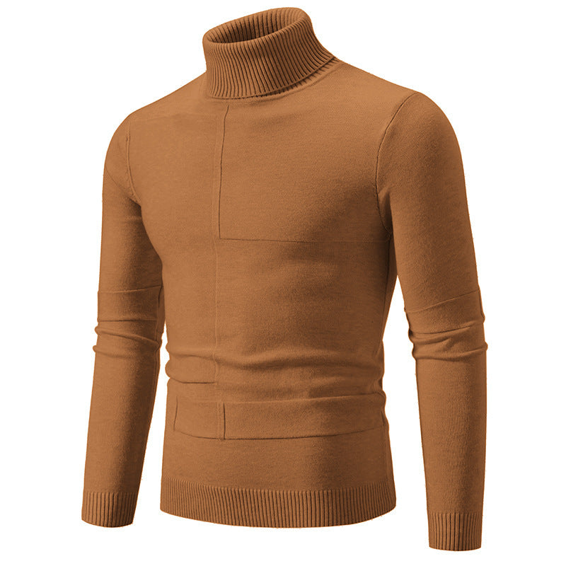 Herren eleganter Rollkragenpullover mit modernem Zopfmuster R&B