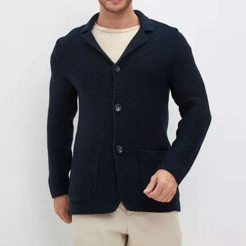 Herren Strickjacke mit warmem Schalkragen und praktischen Taschen R&B